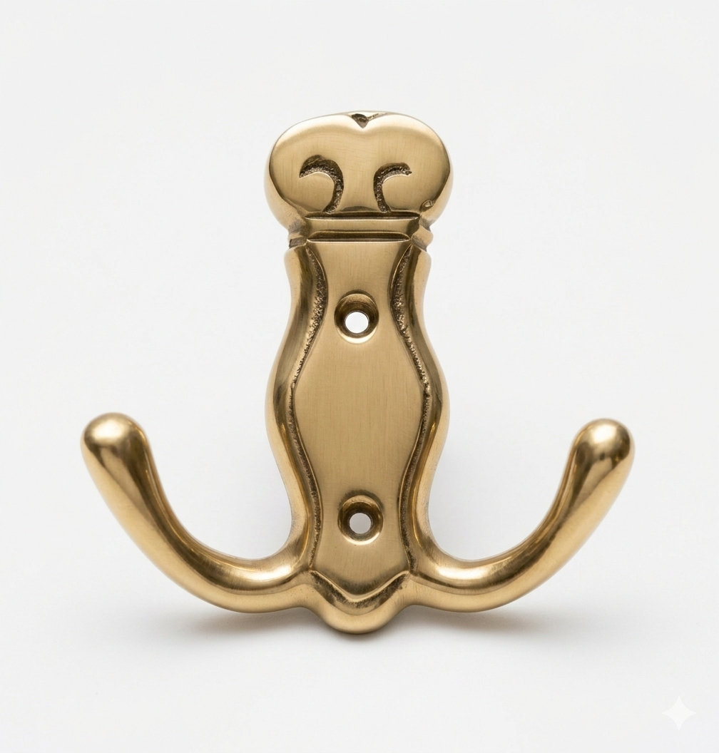Brass Double Mahraja Coat Hook (india) Stainless Steel/Brass Premium Hardware for Door Cabinet Window Furniture and Interior Use